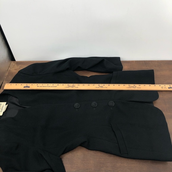 80’s does 40s Vintage Wasp Waist Black Blazer Jacket 100% Wool - Picture 15 of 15